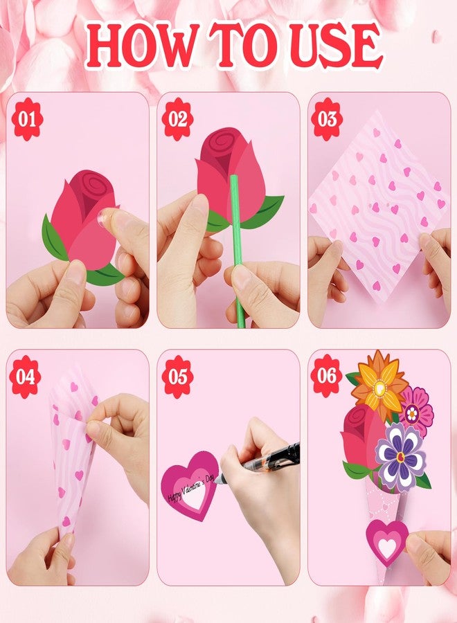 FOIMAS 24 Sets Flower Bouquet Craft Kit Make Your Own Flower Bouquet Craft for Valentine's Day Mother's Day Teacher Appreciation Home Spring Holiday Party Fun Activities - Image 3